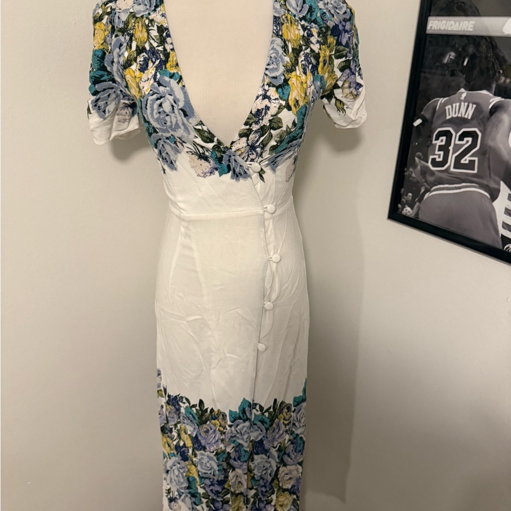 Free people Floral V-Neck Midi Dress xs
